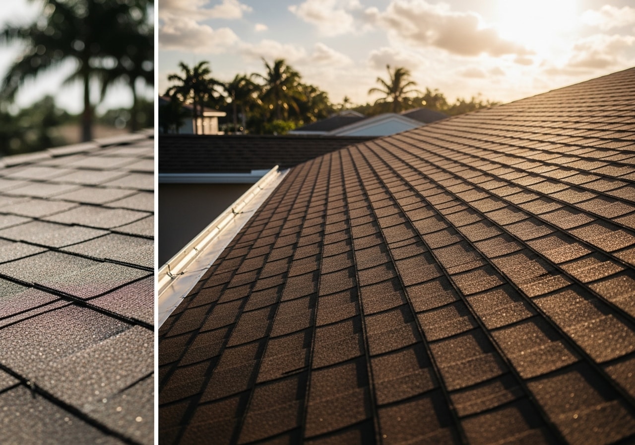 New gray architectural shingles installed on residential home in Miami