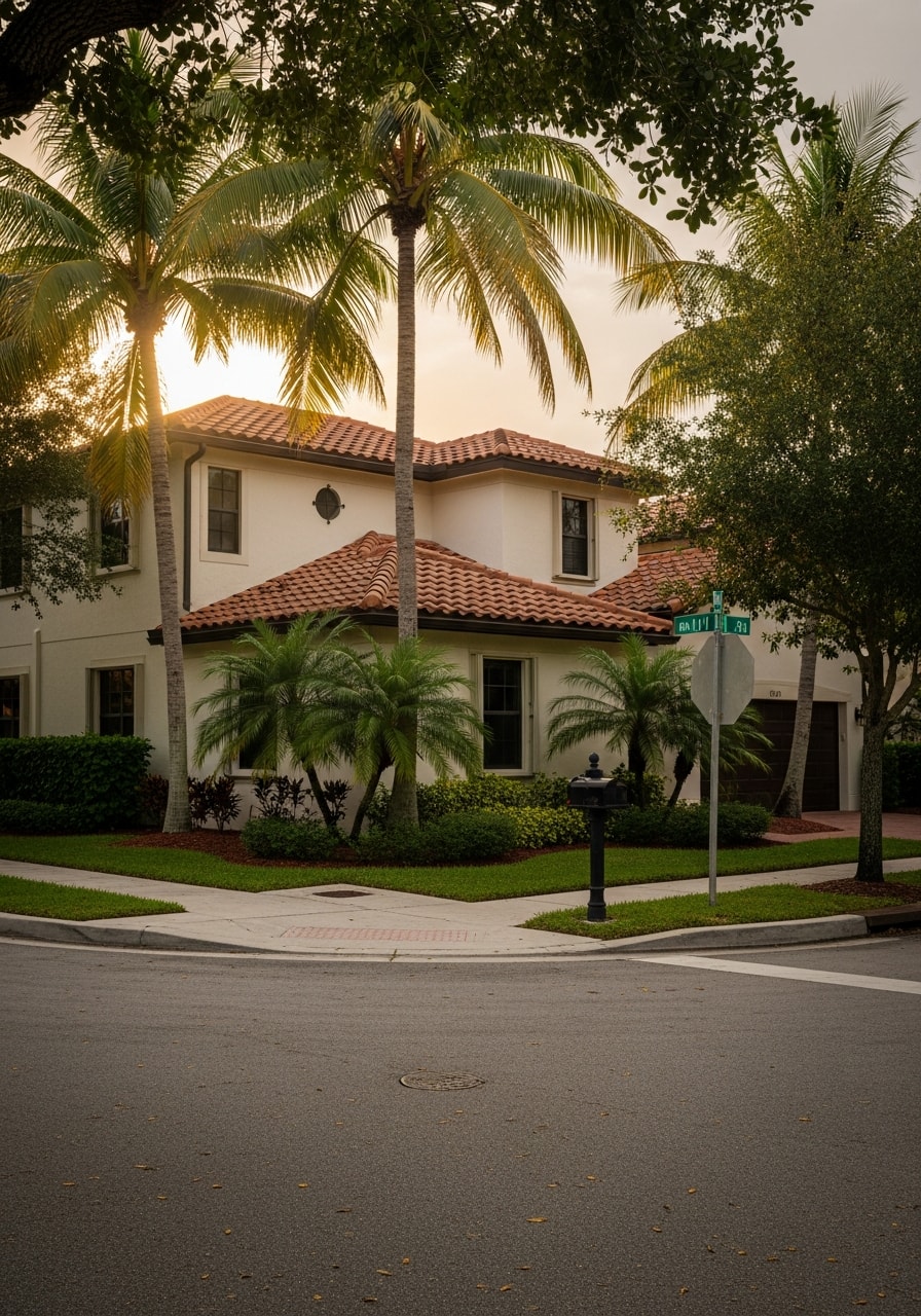 Cutler Bay home exterior showing tropical landscaping and coastal design elements typical of the area.