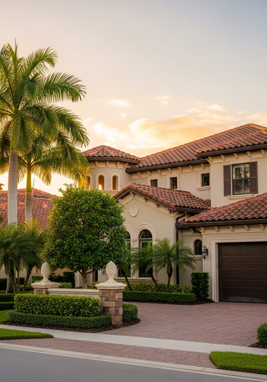 Weston home exterior showing architectural detail and landscaping consistent with the community's design standards.